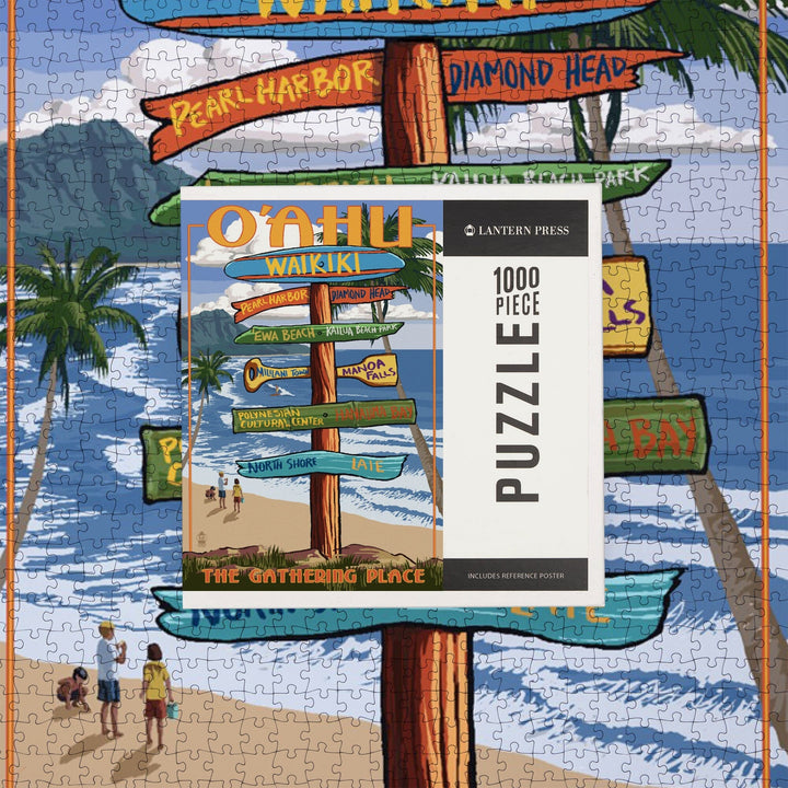 Oahu, Hawaii, Signpost, Jigsaw Puzzle Puzzle Lantern Press 