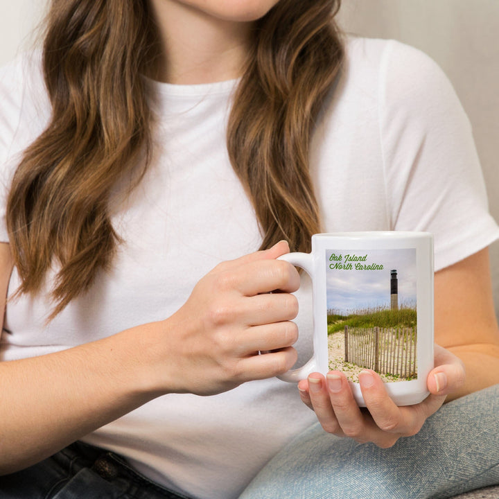 Oak Island, North Carolina, Lighthouse, Lantern Press Photography, Ceramic Mug Mugs Lantern Press 