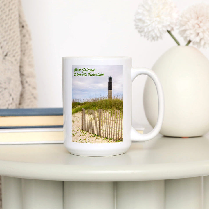 Oak Island, North Carolina, Lighthouse, Lantern Press Photography, Ceramic Mug Mugs Lantern Press 