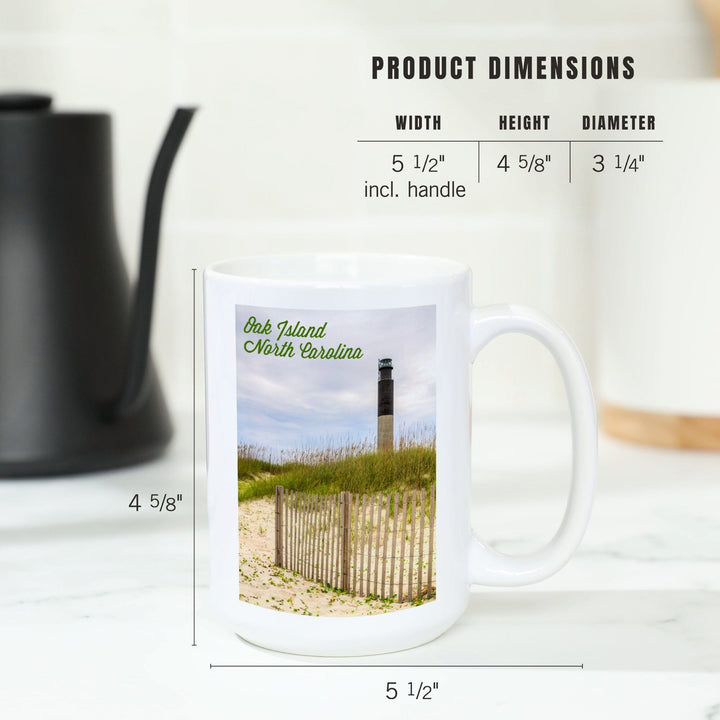 Oak Island, North Carolina, Lighthouse, Lantern Press Photography, Ceramic Mug Mugs Lantern Press 