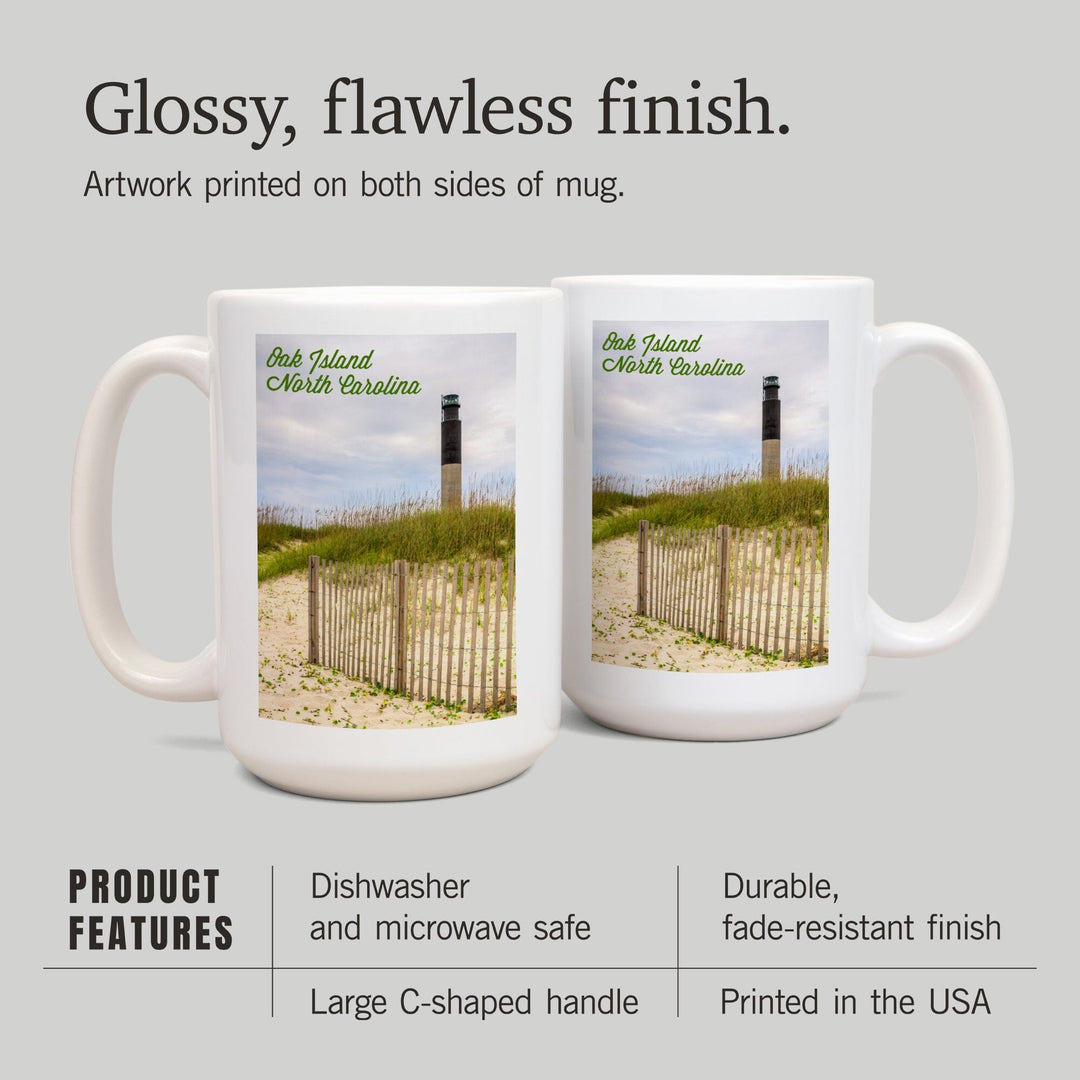 Oak Island, North Carolina, Lighthouse, Lantern Press Photography, Ceramic Mug Mugs Lantern Press 