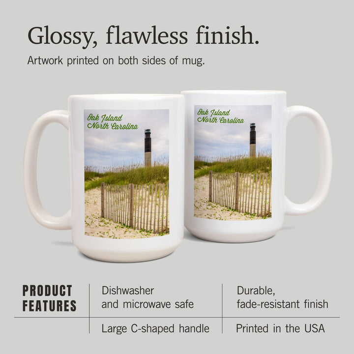 Oak Island, North Carolina, Lighthouse, Lantern Press Photography, Ceramic Mug Mugs Lantern Press 