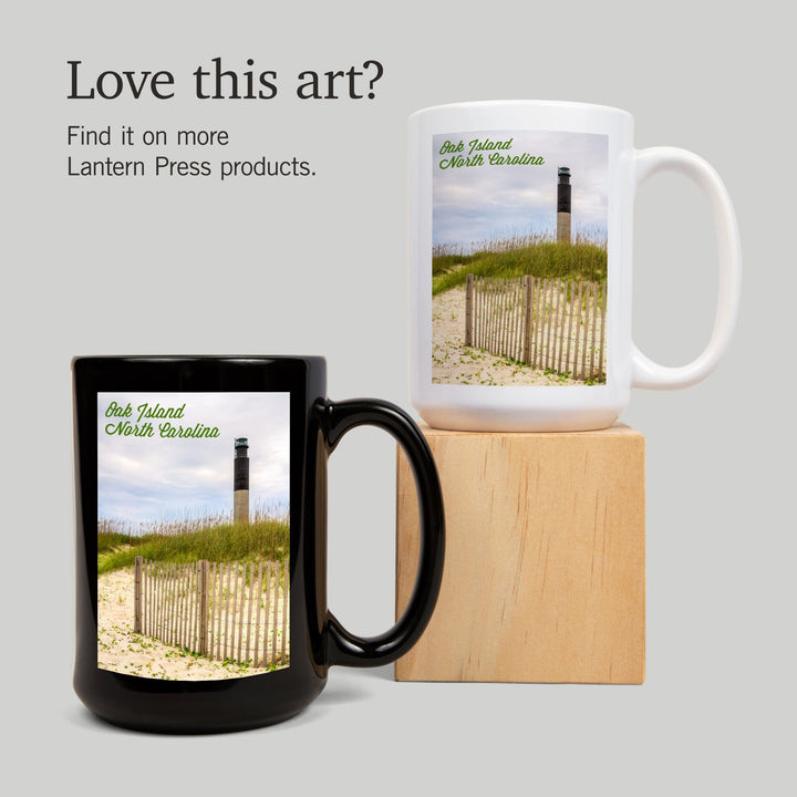 Oak Island, North Carolina, Lighthouse, Lantern Press Photography, Ceramic Mug Mugs Lantern Press 