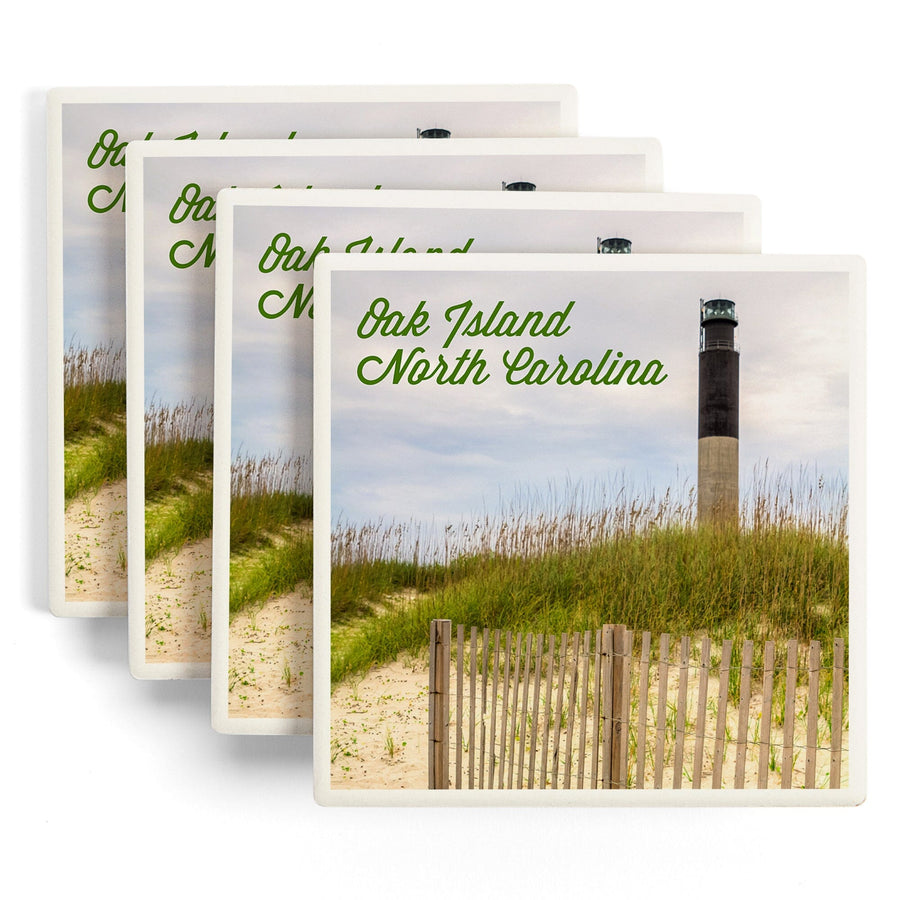 Oak Island, North Carolina, Lighthouse, Lantern Press Photography, Coaster Set Coasters Lantern Press 