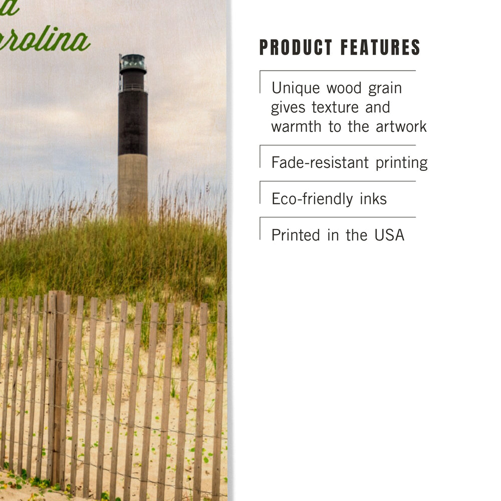 Oak Island, North Carolina, Lighthouse, Lantern Press Photography, Wood Signs and Postcards Wood Lantern Press 