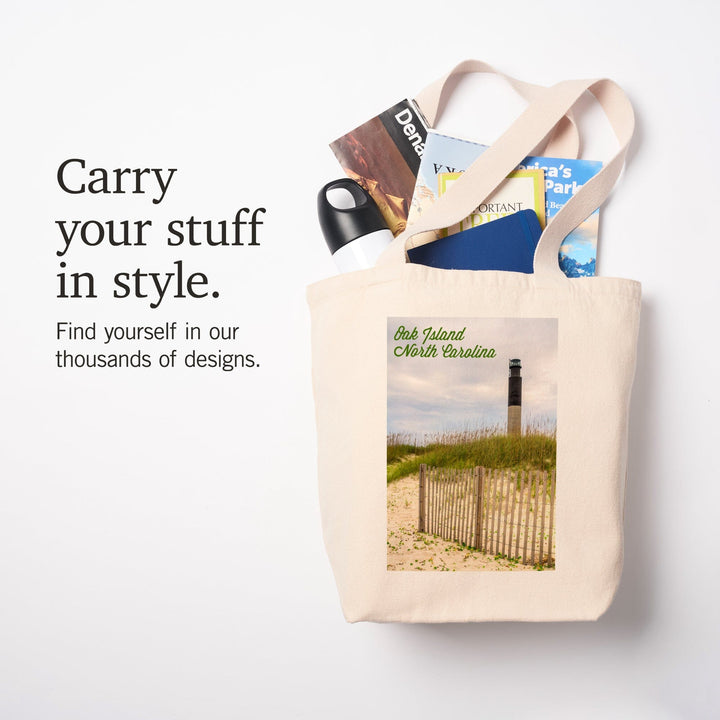 Oak Island, North Carolina, Lighthouse, Tote Bag Totes Lantern Press 