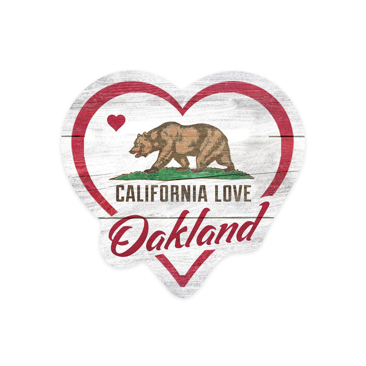 Oakland, California, State Bear with Heart, Contour, Vinyl Sticker Sticker Lantern Press 