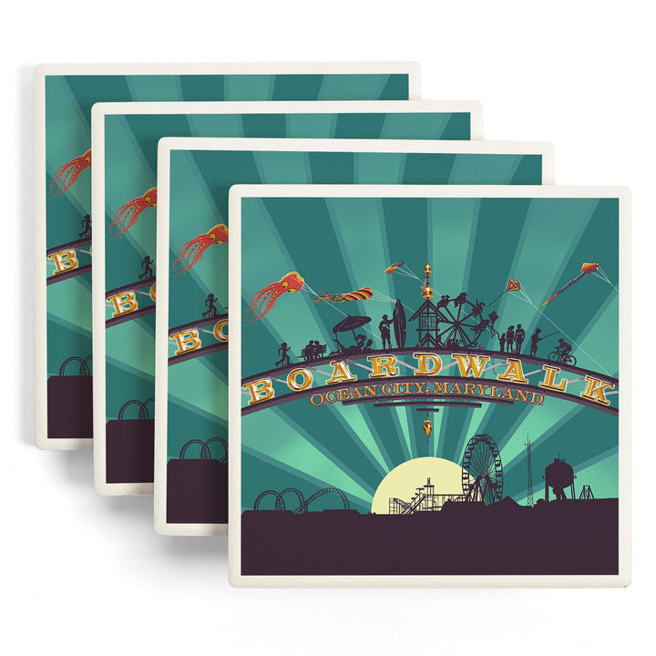 Ocean City, Maryland, Boardwalk Sign, Coasters Coasters Lantern Press 