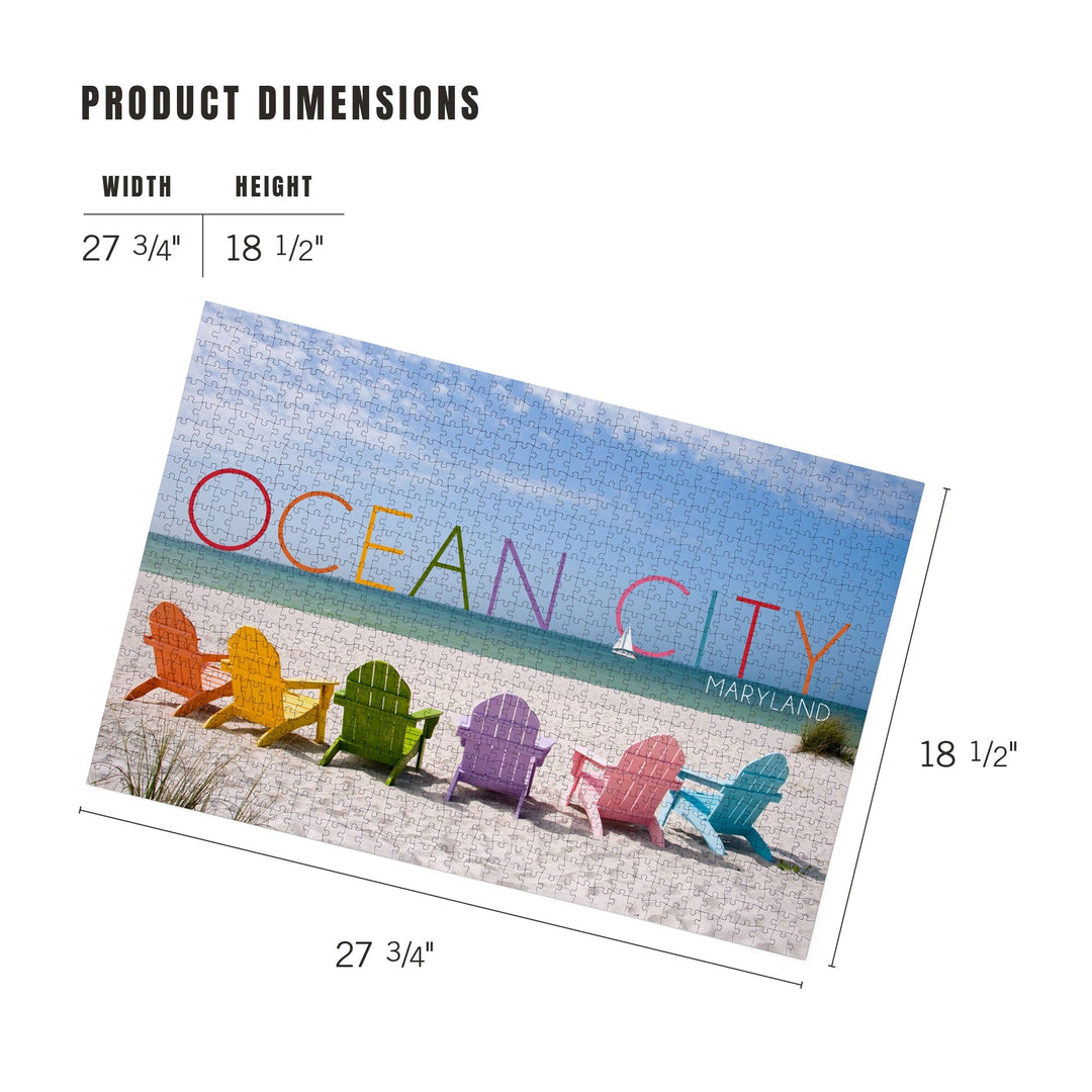 Ocean City, Maryland, Colorful Beach Chairs, Jigsaw Puzzle Puzzle Lantern Press 