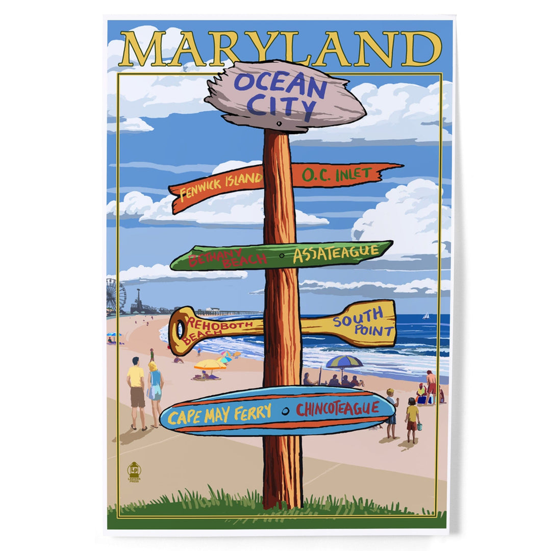 Ocean City, Maryland, Destinations Sign, Art & Giclee Prints Art Lantern Press 