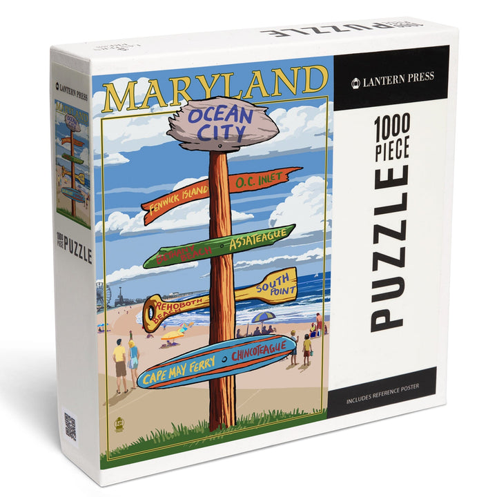Ocean City, Maryland, Destinations Sign, Jigsaw Puzzle Puzzle Lantern Press 