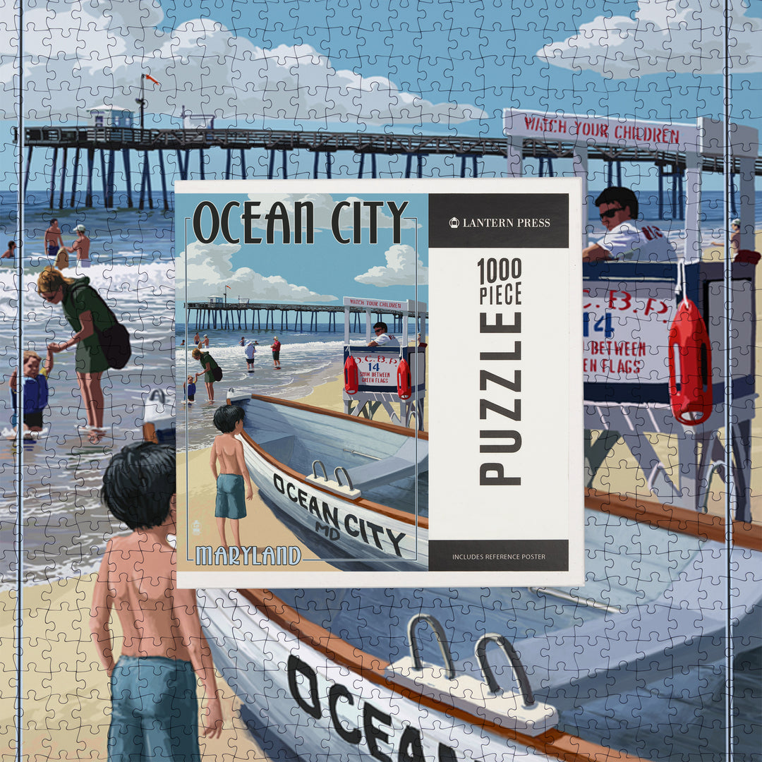 Ocean City, Maryland, Lifeguard Stand, Jigsaw Puzzle Puzzle Lantern Press 