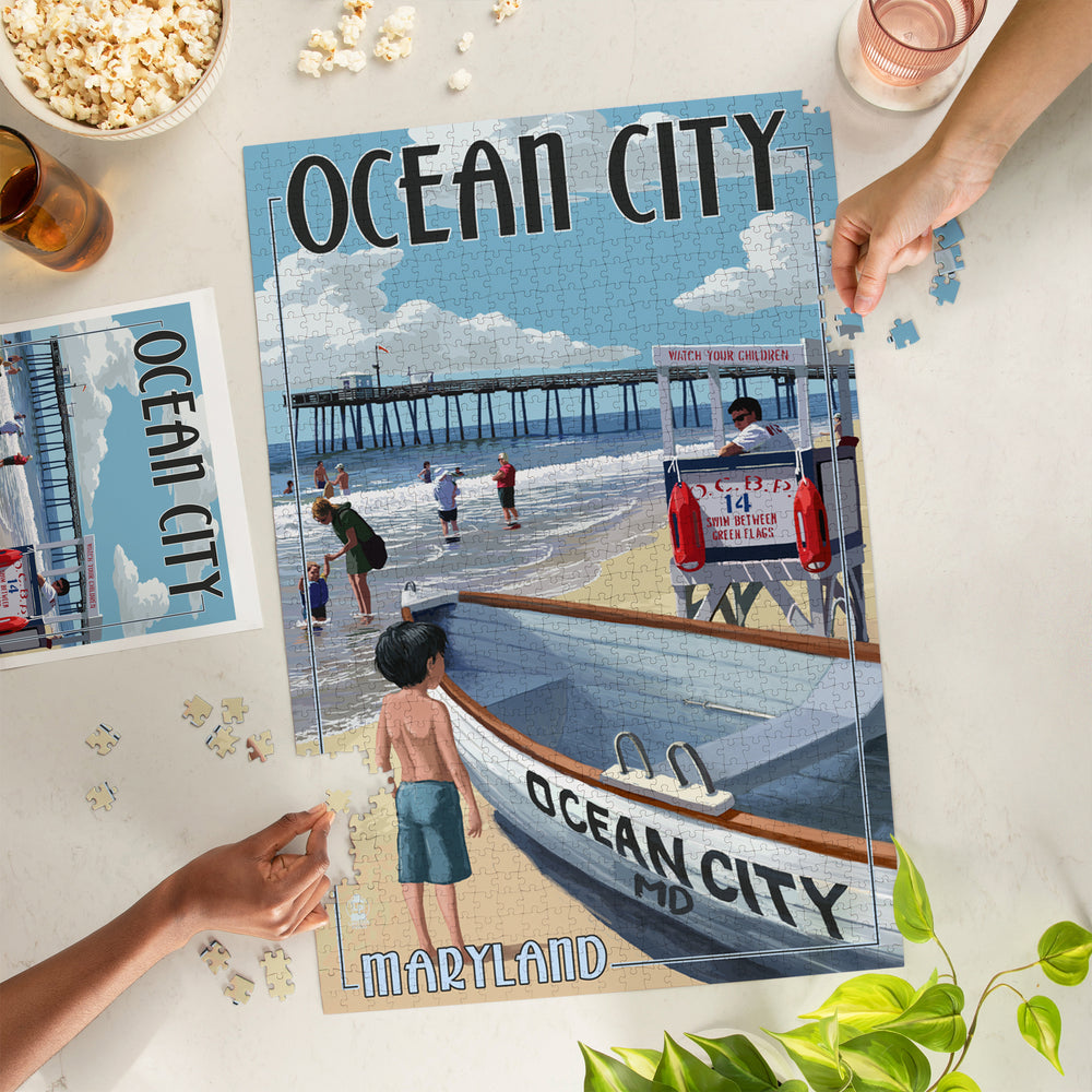 Ocean City, Maryland, Lifeguard Stand, Jigsaw Puzzle Puzzle Lantern Press 