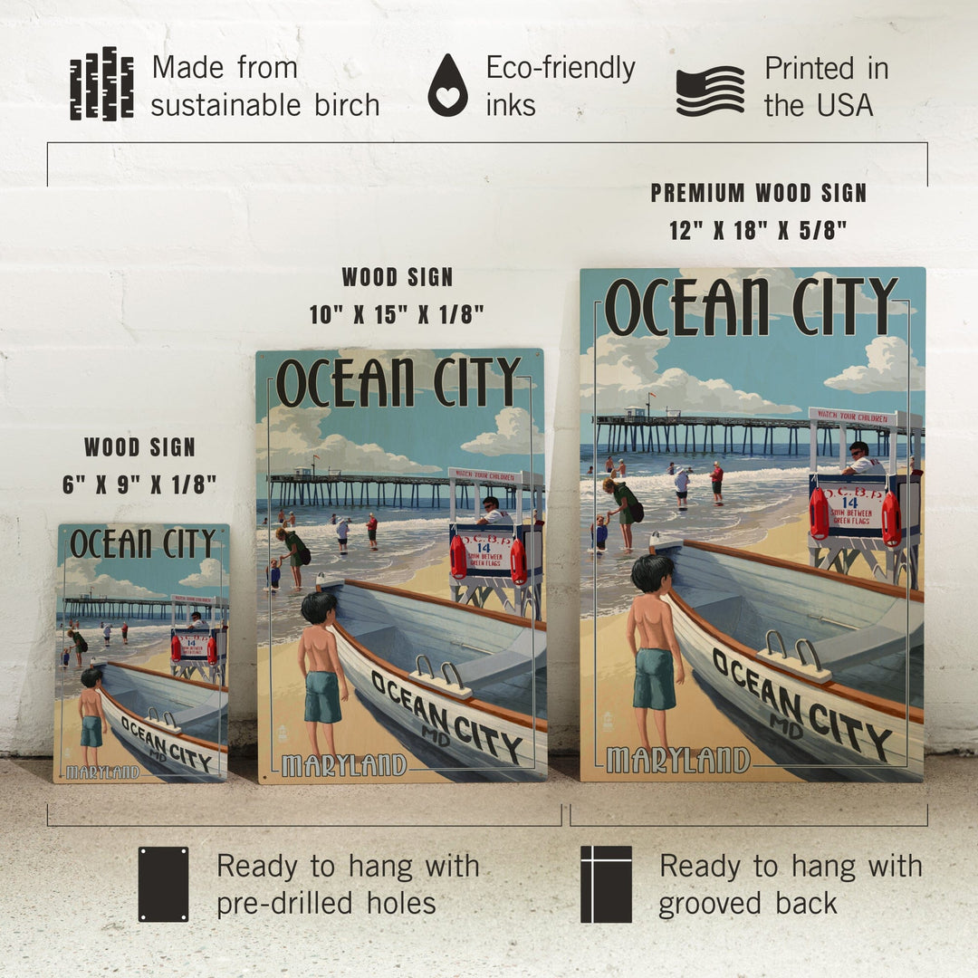 Ocean City, Maryland, Lifeguard Stand, Lantern Press Artwork, Wood Signs and Postcards Wood Lantern Press 