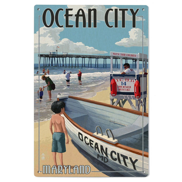 Ocean City, Maryland, Lifeguard Stand, Lantern Press Artwork, Wood Signs and Postcards Wood Lantern Press 