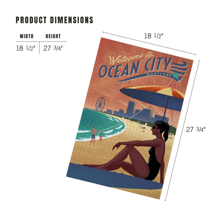 Ocean City, Maryland, Lithograph, Jigsaw Puzzle Puzzle Lantern Press 