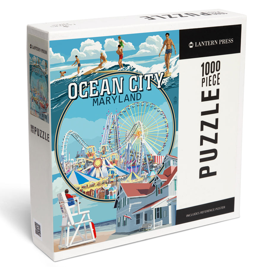 Ocean City, Maryland, Montage Scenes, Jigsaw Puzzle Puzzle Lantern Press 