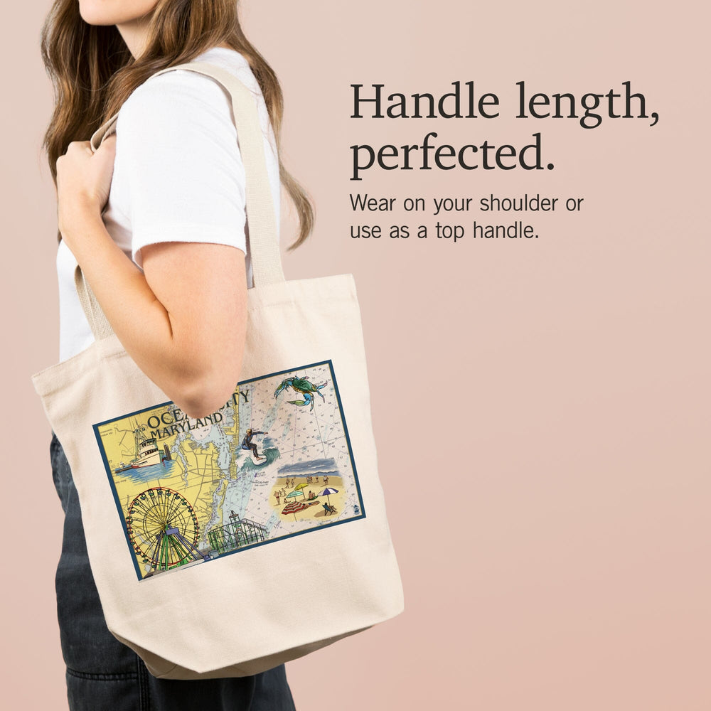 Ocean City, Maryland, Nautical Chart, Tote Bag Totes Lantern Press 