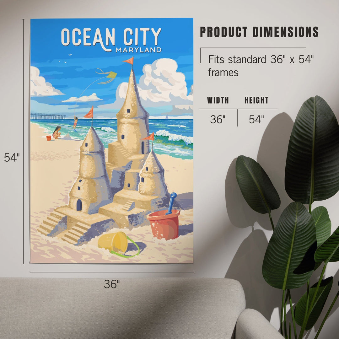 Ocean City, Maryland, Painterly, Soak Up Summer, Sand Castle, Art & Giclee Prints Art Lantern Press 