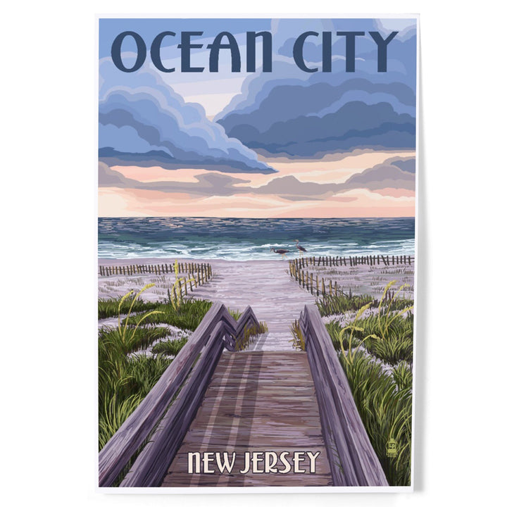 Ocean City, New Jersey, Beach Boardwalk Scene, Art & Giclee Prints Art Lantern Press 