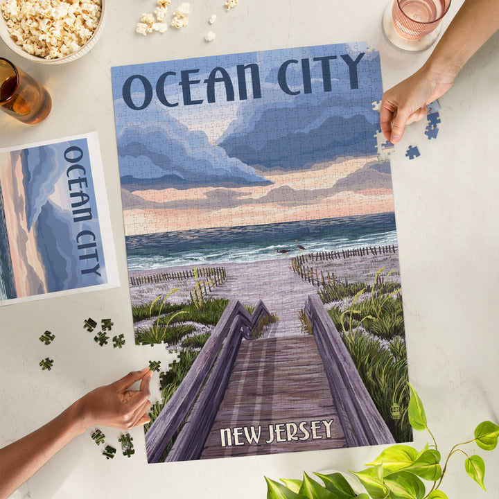 Ocean City, New Jersey, Beach Boardwalk Scene, Jigsaw Puzzle Puzzle Lantern Press 