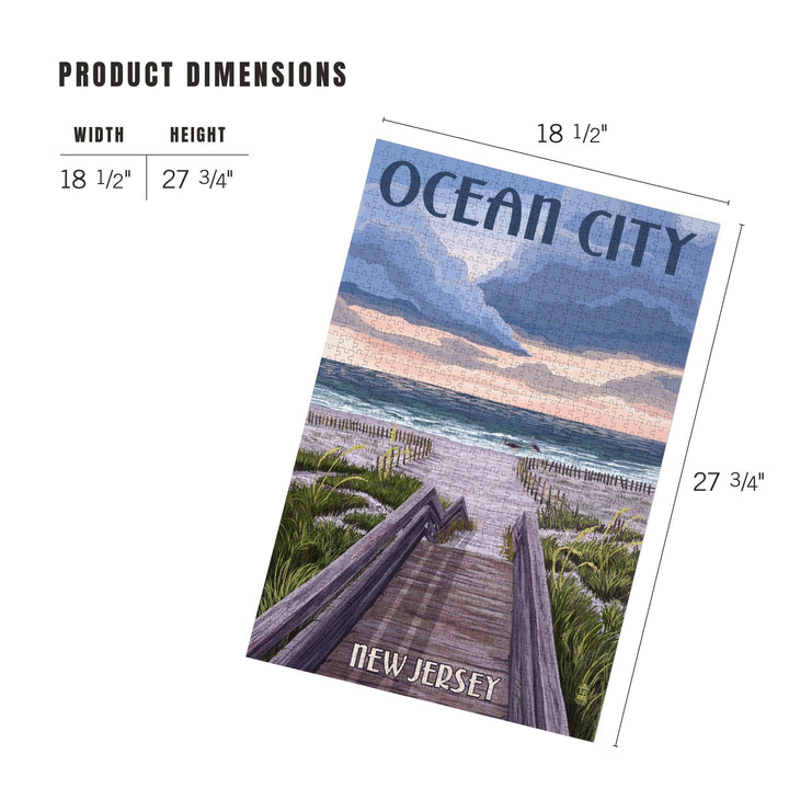 Ocean City, New Jersey, Beach Boardwalk Scene, Jigsaw Puzzle Puzzle Lantern Press 