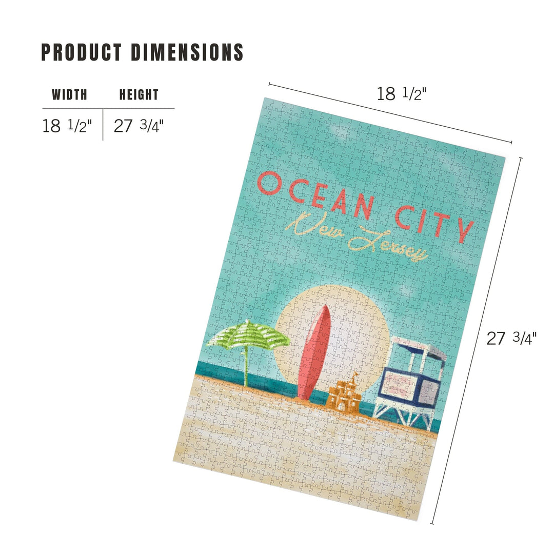 Ocean City, New Jersey, Beach Scene with Lifeguard Stand, Jigsaw Puzzle Puzzle Lantern Press 