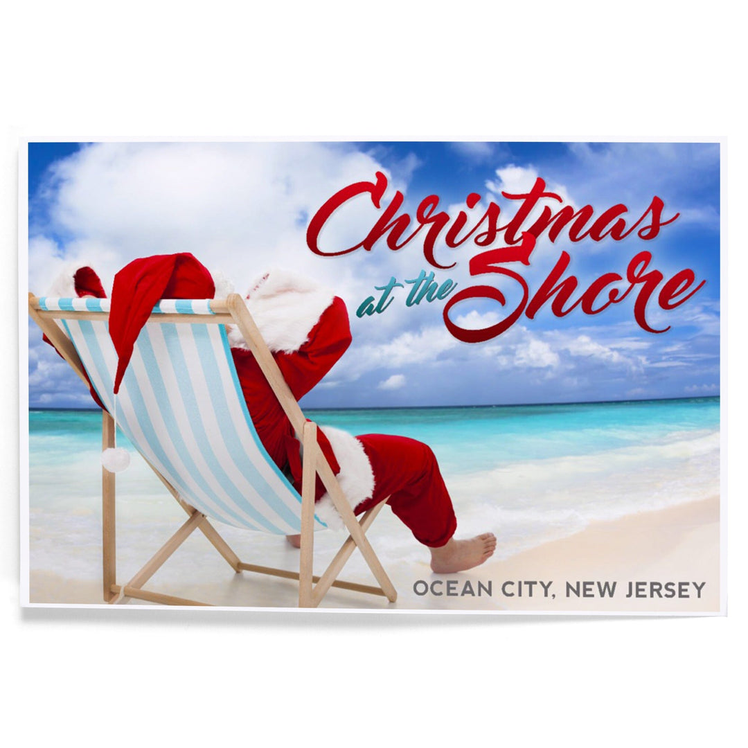 Ocean City, New Jersey, Christmas by the Shore, Santa on the Beach, Sentiment, Art & Giclee Prints Art Lantern Press 