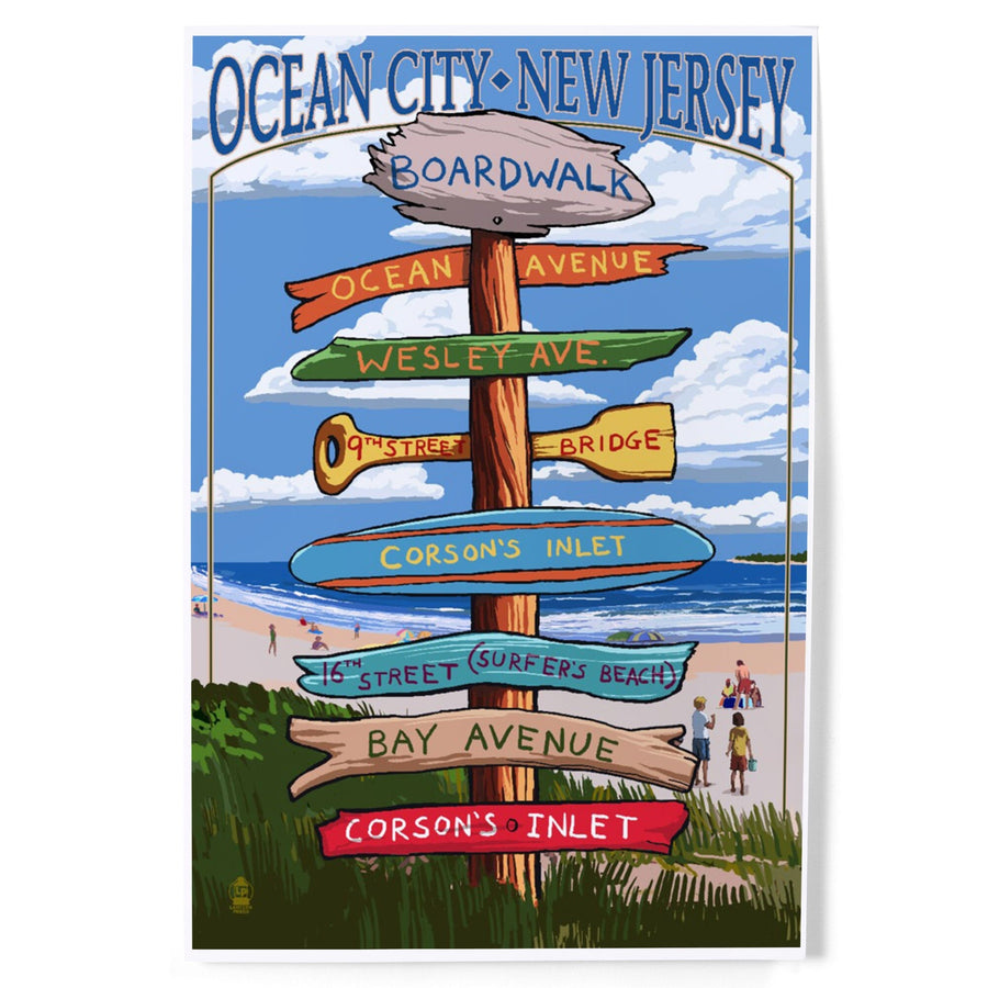 Ocean City, New Jersey, Destination Signpost (#2), Art & Giclee Prints Art Lantern Press 