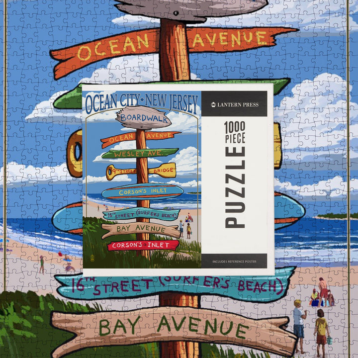 Ocean City, New Jersey, Destination Signpost (#2), Jigsaw Puzzle Puzzle Lantern Press 