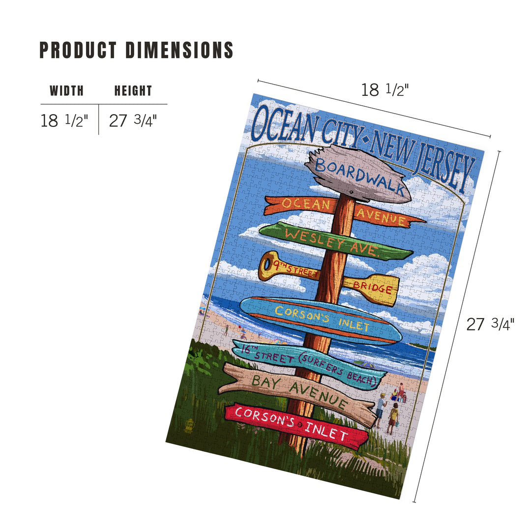Ocean City, New Jersey, Destination Signpost (#2), Jigsaw Puzzle Puzzle Lantern Press 
