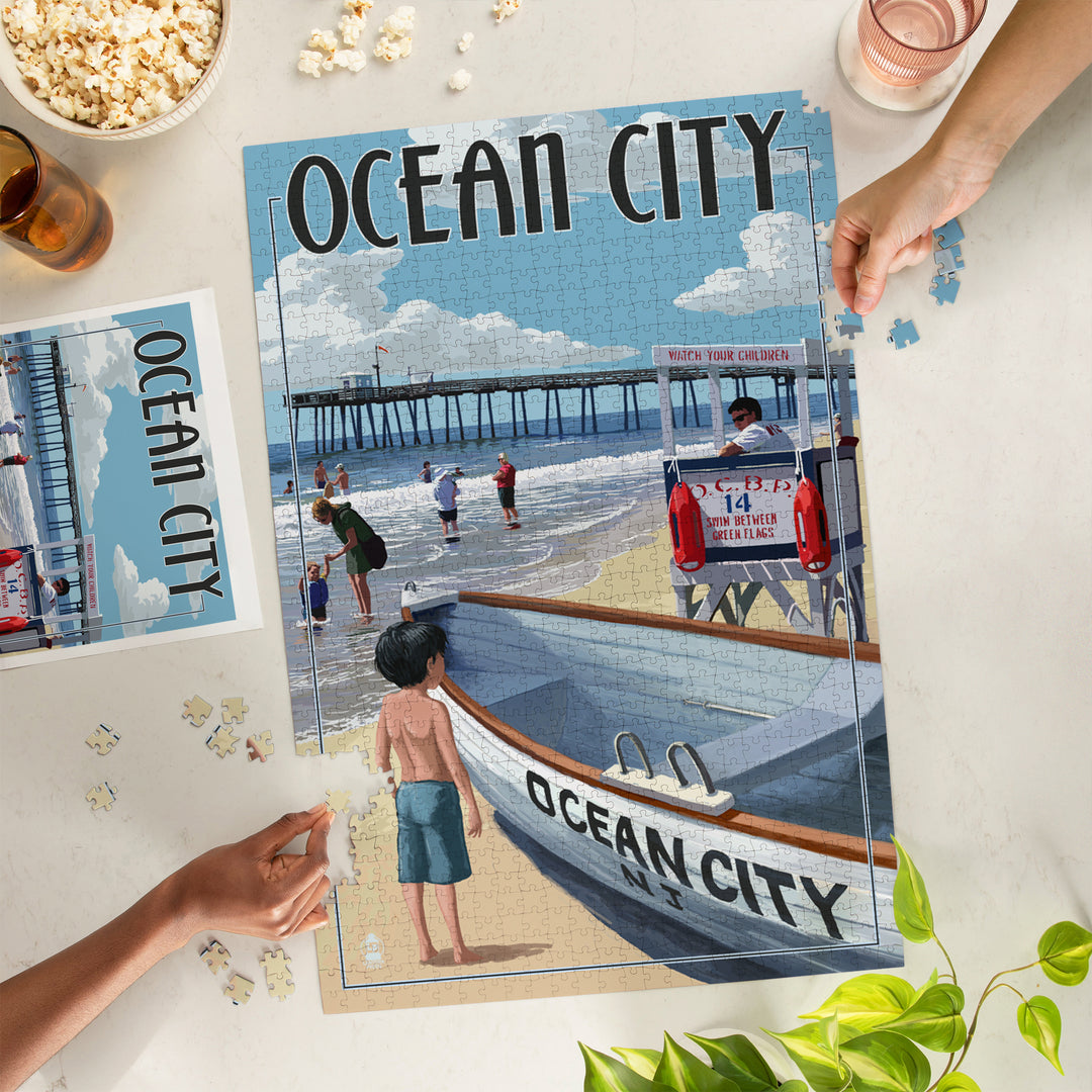Ocean City, New Jersey, Lifeguard Stand, Jigsaw Puzzle Puzzle Lantern Press 