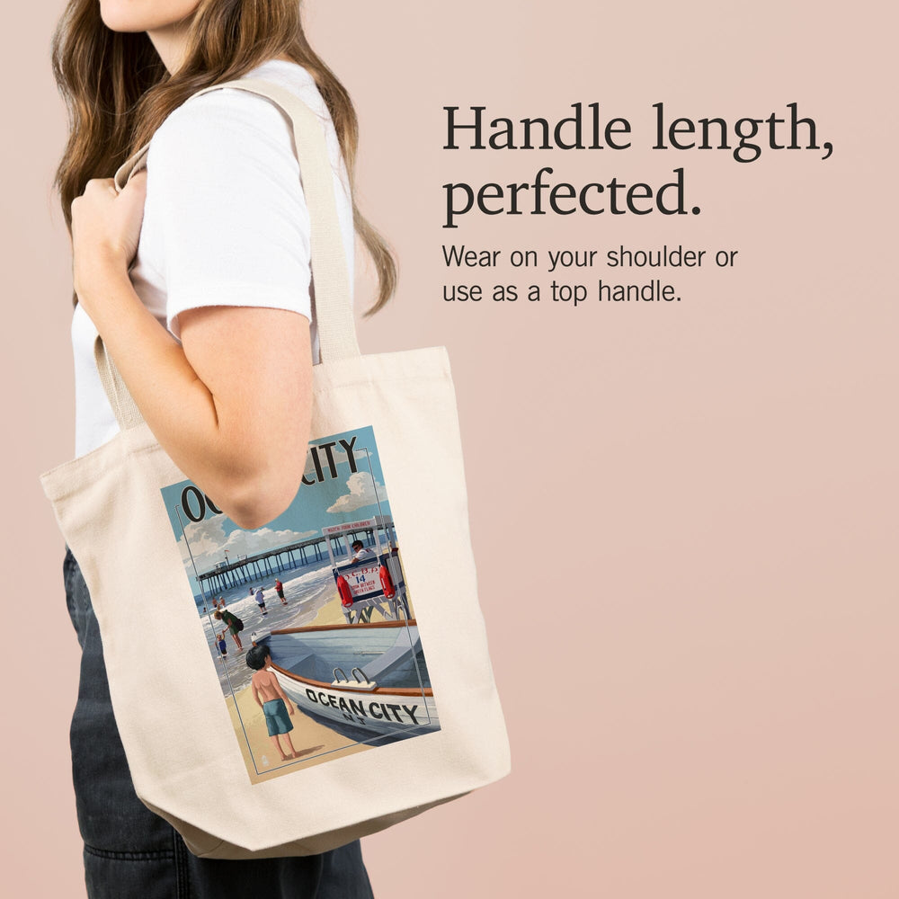 Ocean City, New Jersey, Lifeguard Stand, Tote Bag Totes Lantern Press 