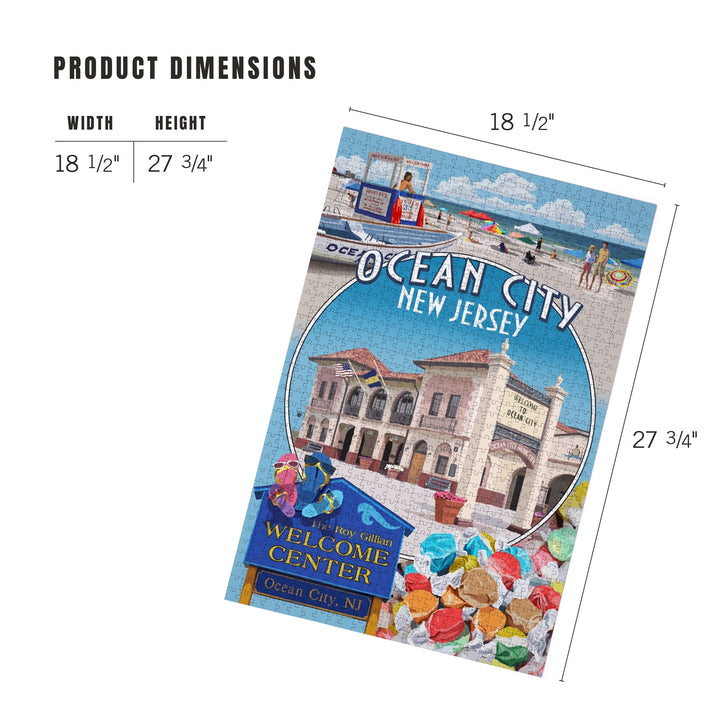 Ocean City, New Jersey, Montage with Taffy, Jigsaw Puzzle Puzzle Lantern Press 
