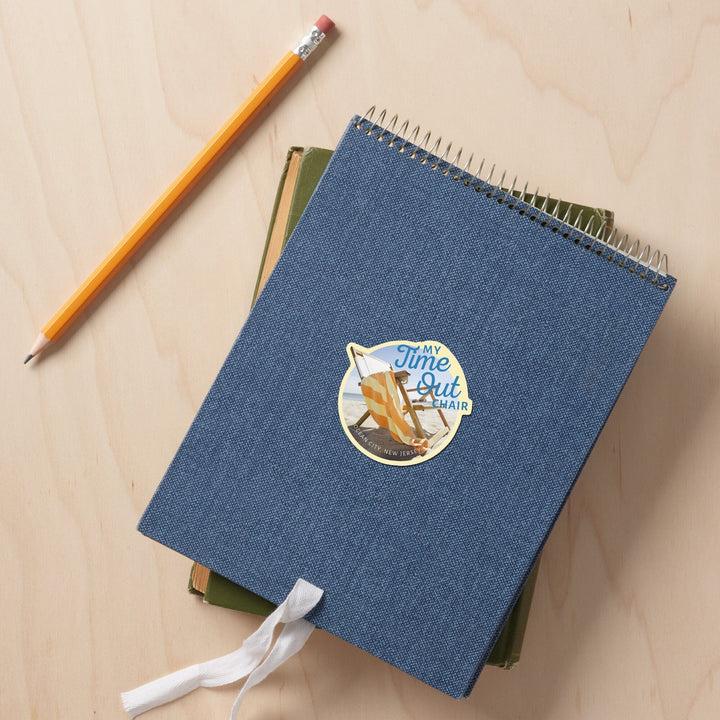 Ocean City, New Jersey, My Time Out Chair, Contour, Vinyl Sticker Sticker Lantern Press 