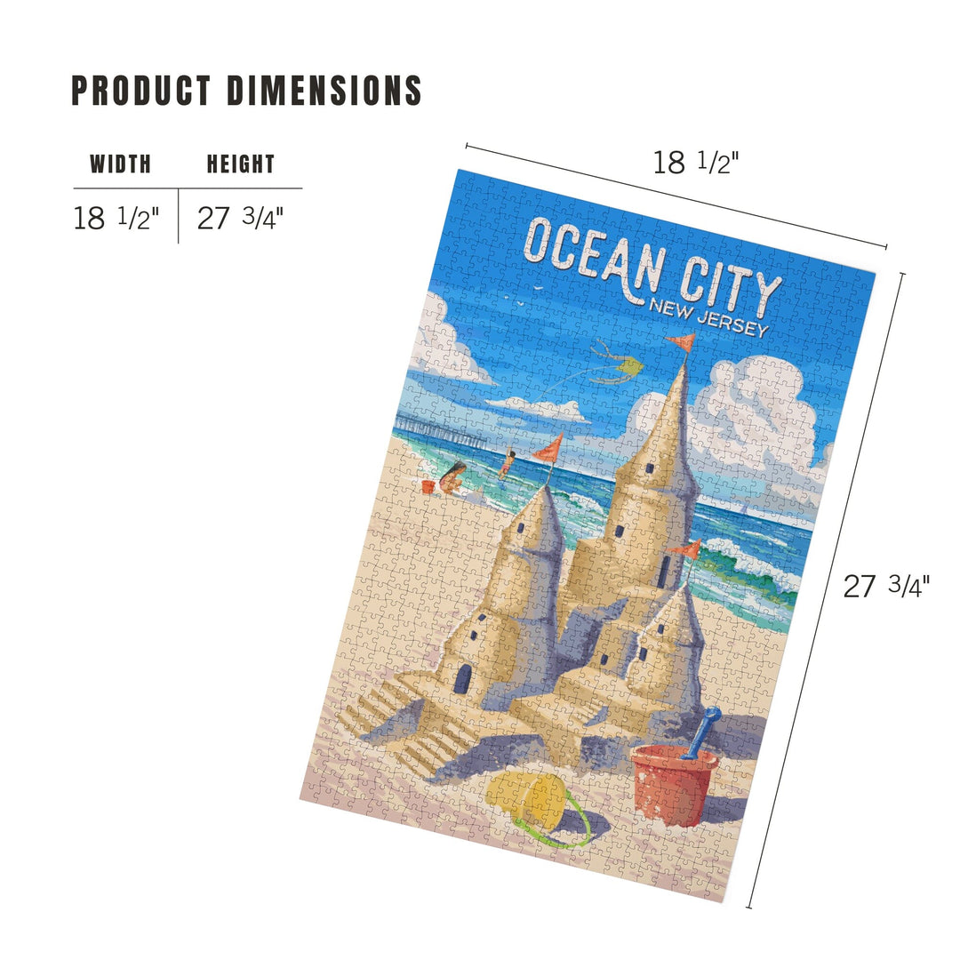 Ocean City, New Jersey, Painterly, Soak Up Summer, Sand Castle, Jigsaw Puzzle Puzzle Lantern Press 