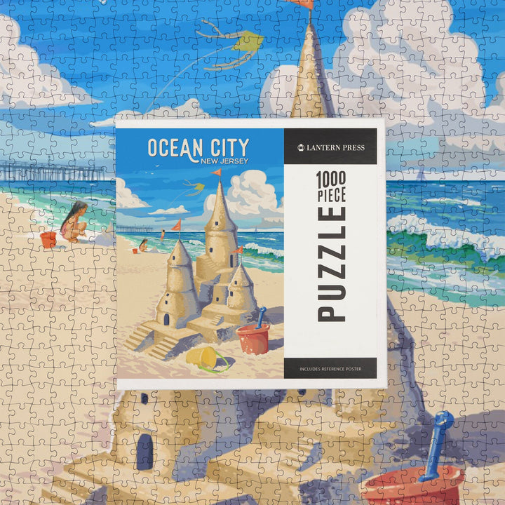 Ocean City, New Jersey, Painterly, Soak Up Summer, Sand Castle, Jigsaw Puzzle Puzzle Lantern Press 