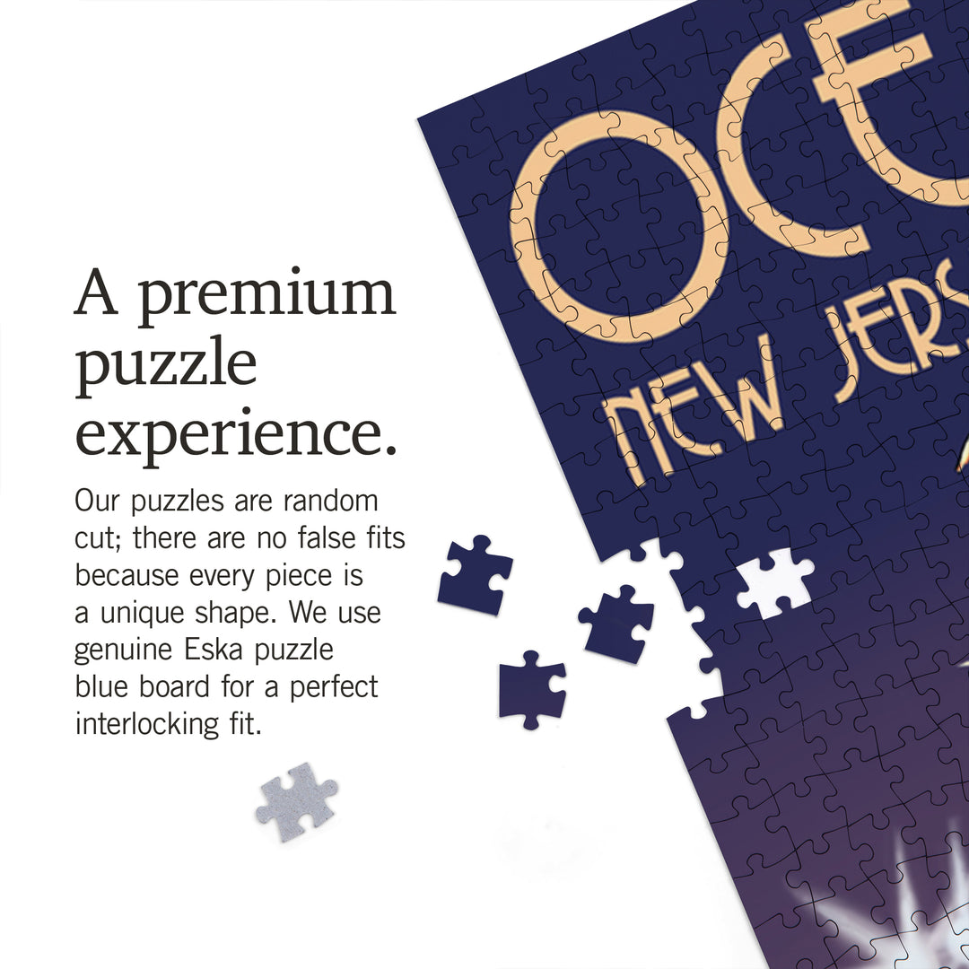 Ocean City, New Jersey, Pier and Rides at Night, Jigsaw Puzzle Puzzle Lantern Press 