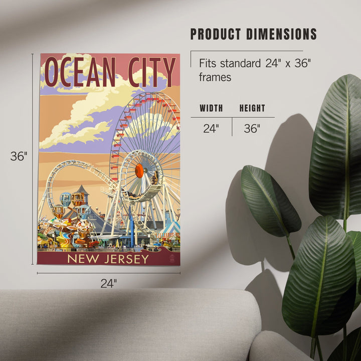 Ocean City, New Jersey, Pier and Sunset, Art & Giclee Prints Art Lantern Press 