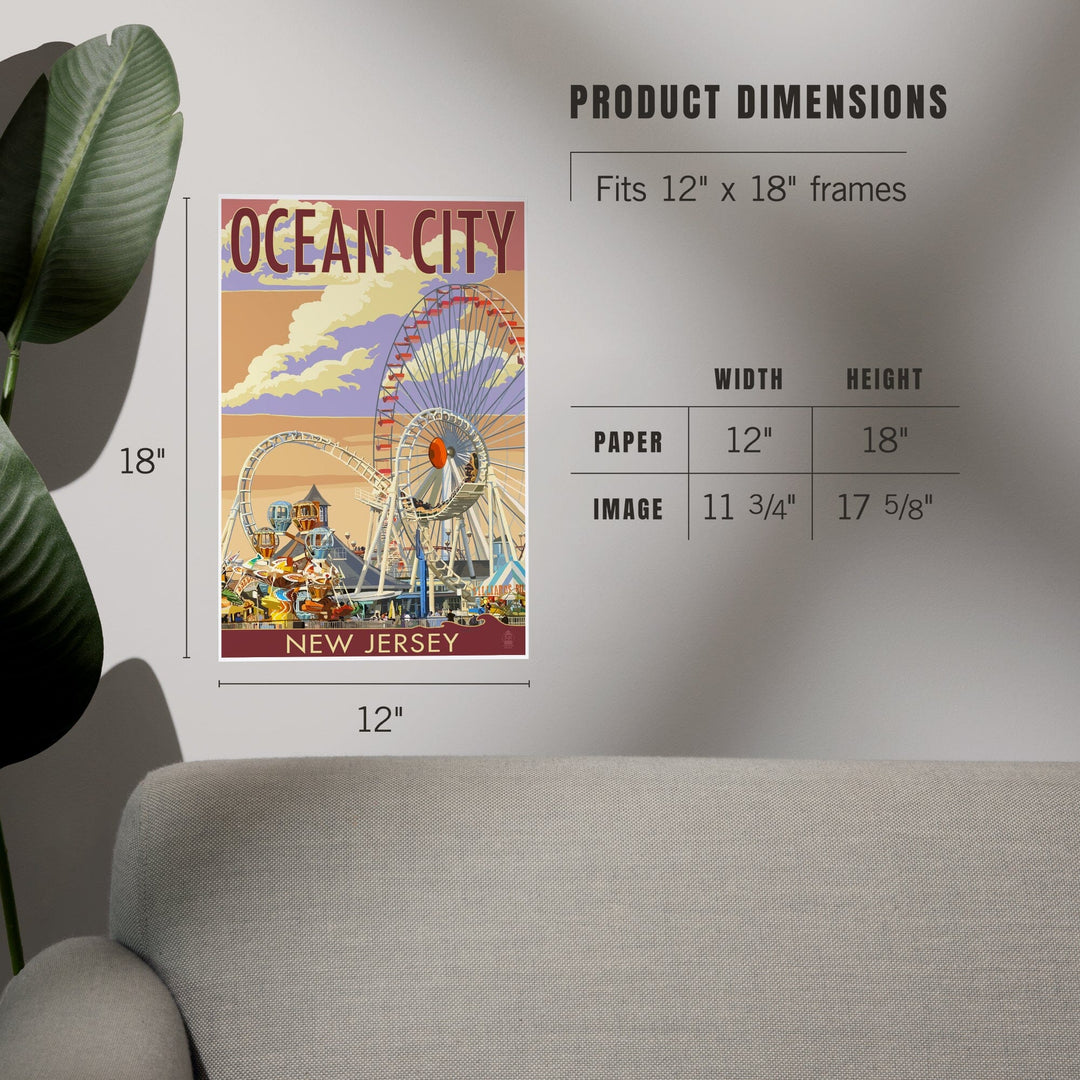 Ocean City, New Jersey, Pier and Sunset, Art & Giclee Prints Art Lantern Press 