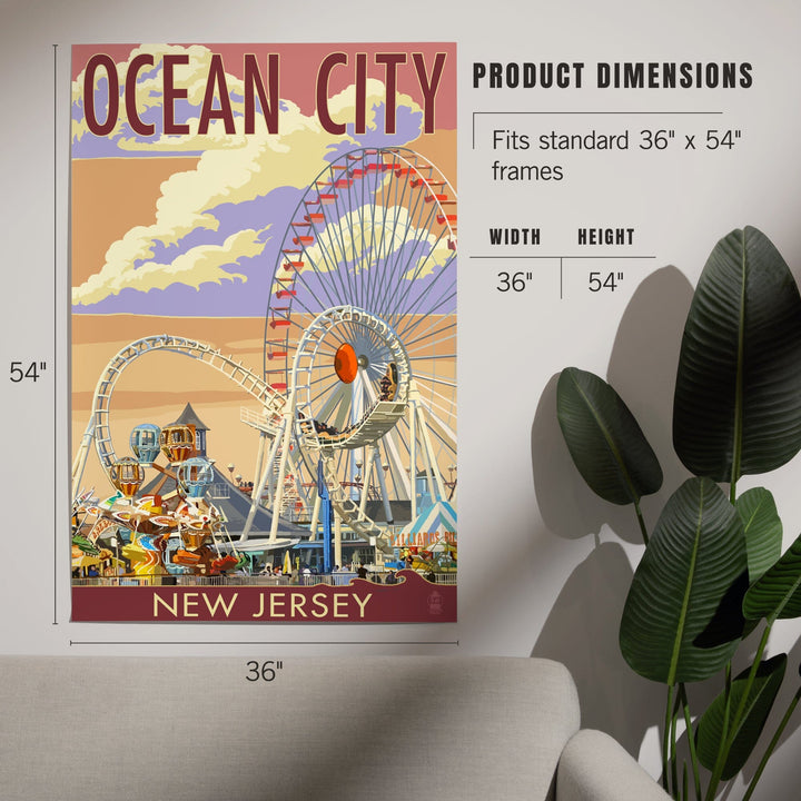 Ocean City, New Jersey, Pier and Sunset, Art & Giclee Prints Art Lantern Press 