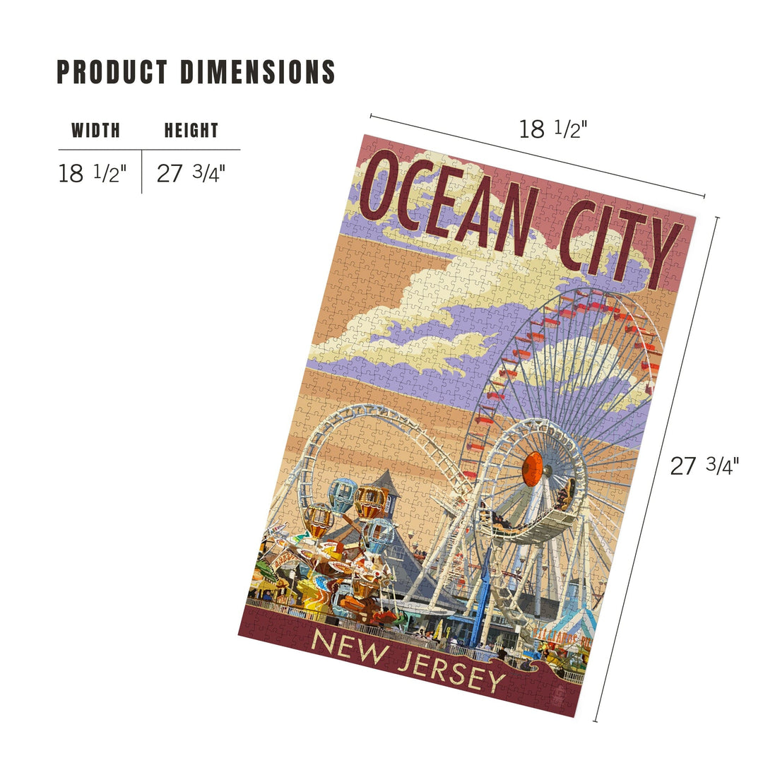 Ocean City, New Jersey, Pier and Sunset, Jigsaw Puzzle Puzzle Lantern Press 