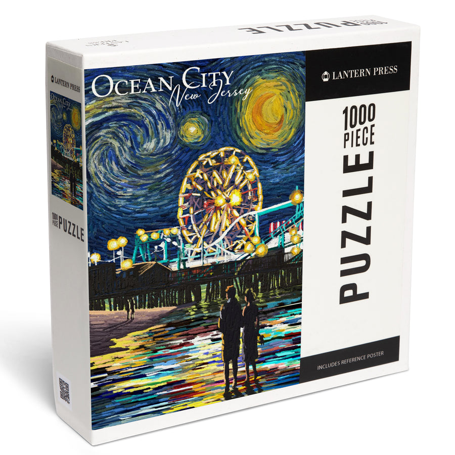 Ocean City, New Jersey, Pier, Starry Night, Jigsaw Puzzle Puzzle Lantern Press 