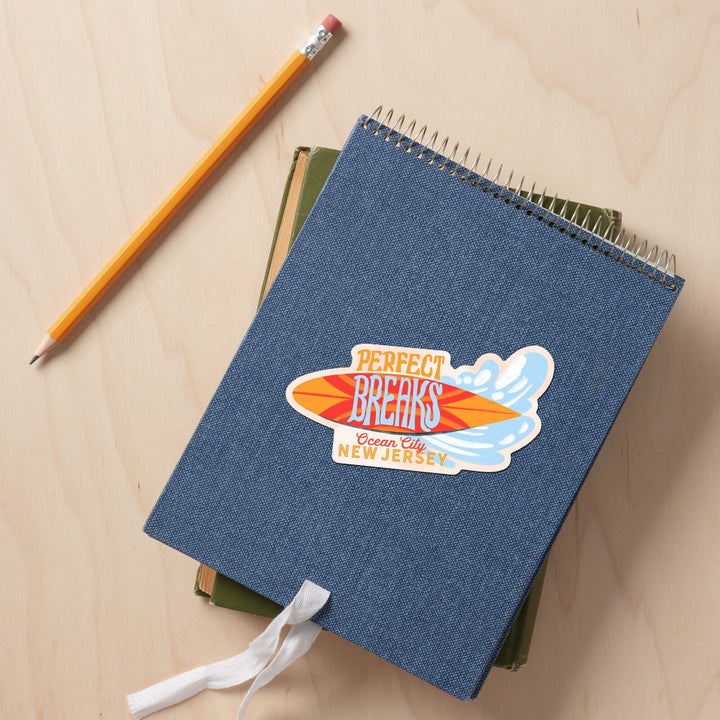 Ocean City, New Jersey, Secret Surf Spot Collection, Surfboards, Contour, Vinyl Sticker Sticker Lantern Press 