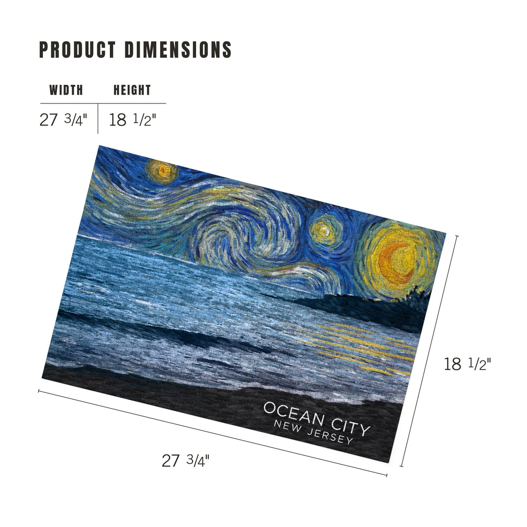 Ocean City, New Jersey, Starry Night, Jigsaw Puzzle Puzzle Lantern Press 