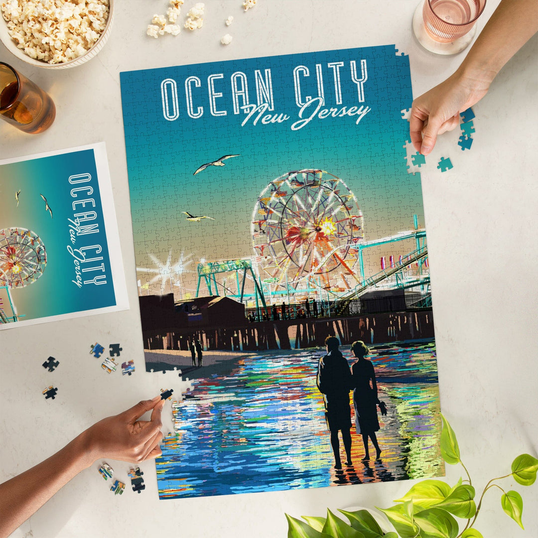 Ocean City, New Jersey, Twilight Pier, Jigsaw Puzzle Puzzle Lantern Press 