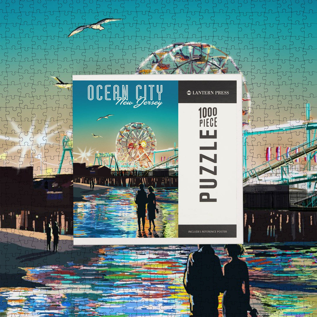 Ocean City, New Jersey, Twilight Pier, Jigsaw Puzzle Puzzle Lantern Press 