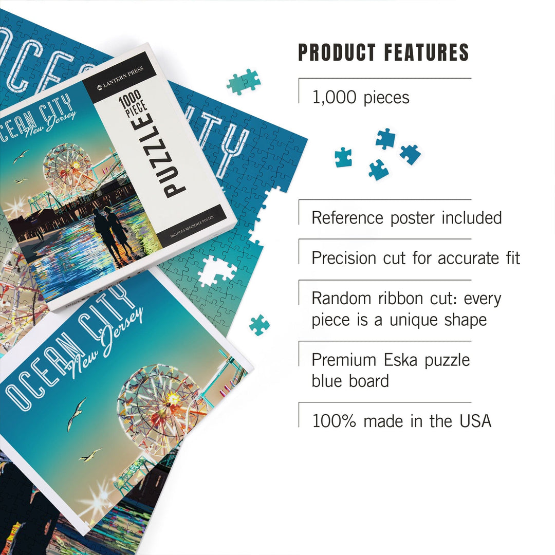 Ocean City, New Jersey, Twilight Pier, Jigsaw Puzzle Puzzle Lantern Press 