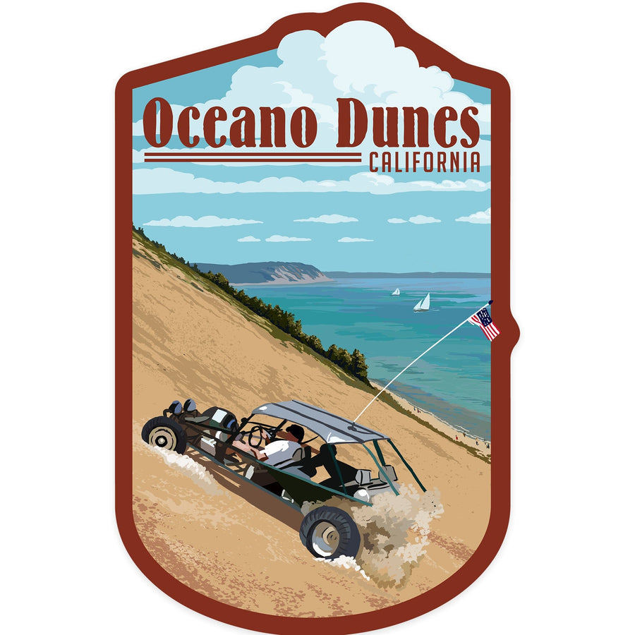 Oceano Dunes, California, Sand Dunes, Contour, Lantern Press Artwork, Vinyl Sticker Sticker Lantern Press 