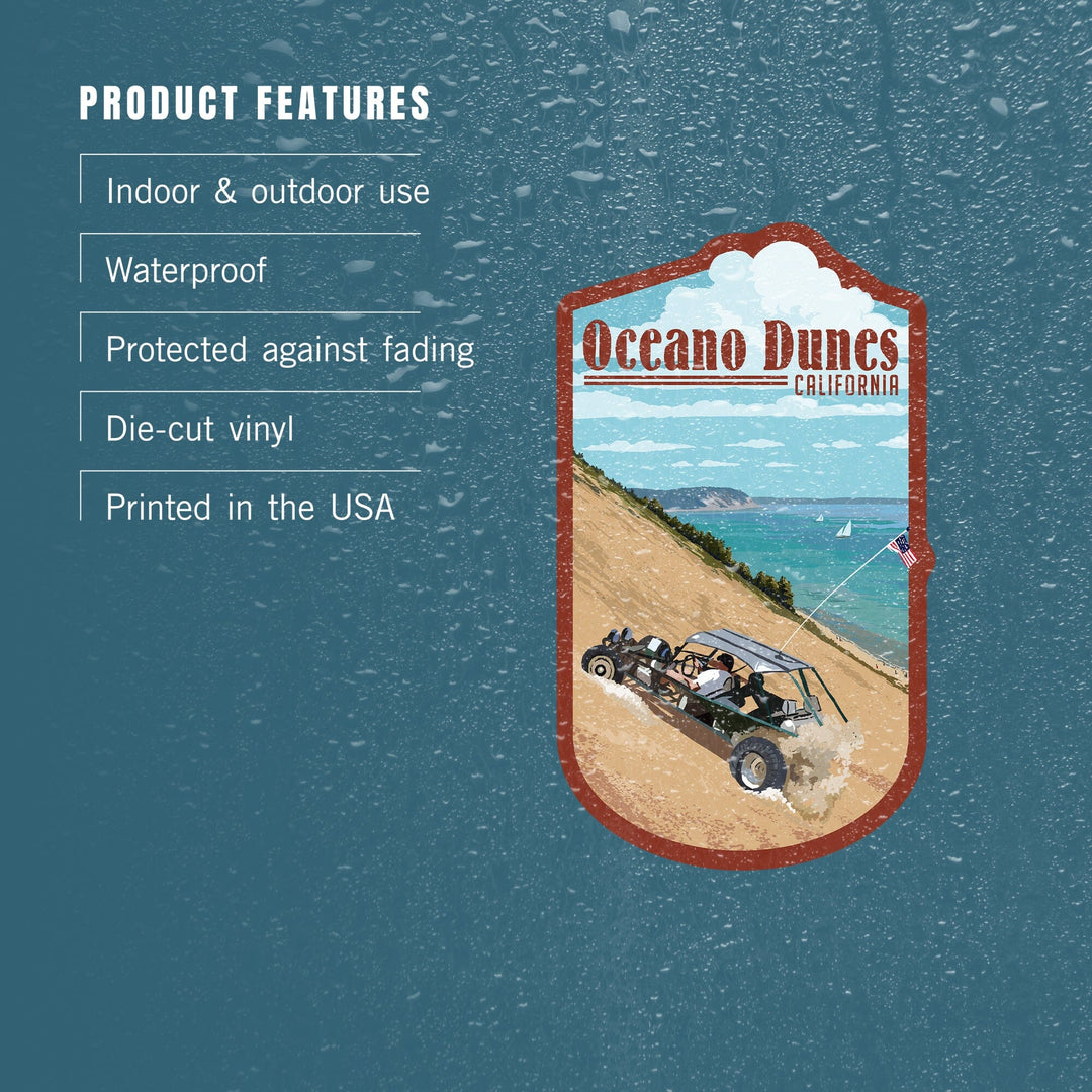 Oceano Dunes, California, Sand Dunes, Contour, Lantern Press Artwork, Vinyl Sticker Sticker Lantern Press 